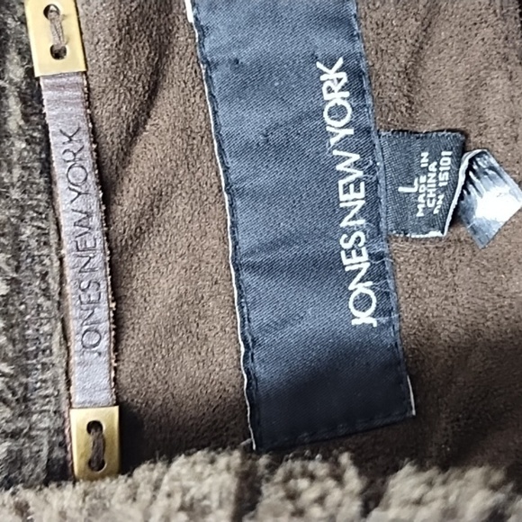 Vintage Jones New York women's jacket hooded faux suede brown Size: L - Picture 3 of 10